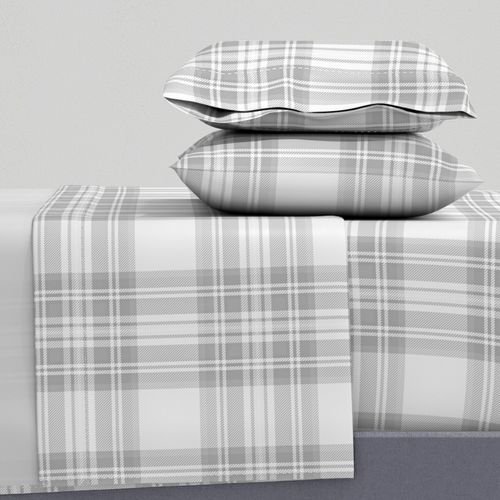 Ash Grey Cool Large Traditional Tartan Plaid Pattern Home Styling Collection Design Collection soft tones sheet set design