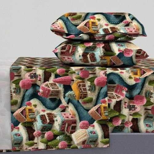 Whimsical Crocheted Christmas Candy Land Village Home Styling Collection Home Decor Collection christmas sheet set design