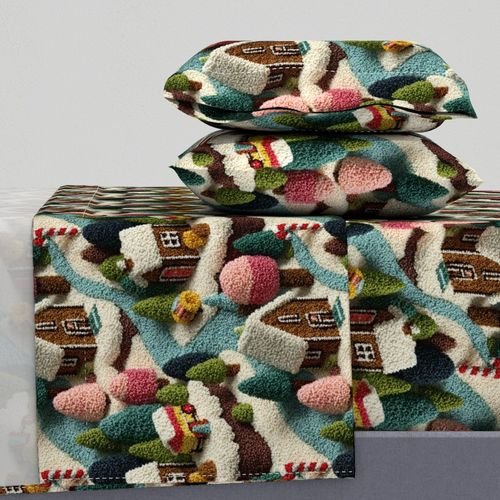 Gingerbread Crocheted Christmas Candy Land Village Home Decor Collection Interior Collection christmas sheet set design