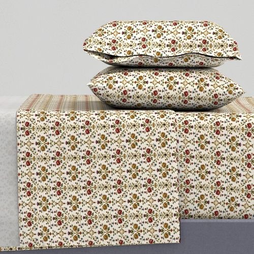 Elizabethan Rainbow Portrait Floral Damask Queen Dress Motif Small Scale Decor Collection Decor Collection floral motif sheet set design