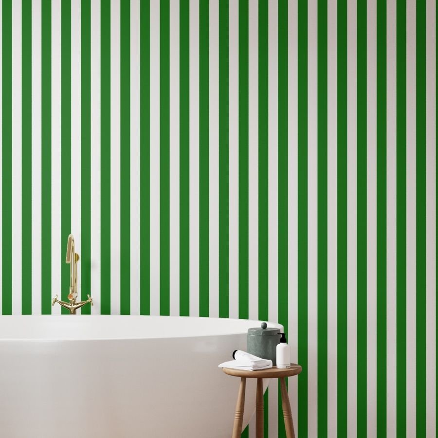 Classic Green and White 2 Inch Vertical Stripes Wallpaper 2 inch stripe wallpaper