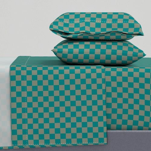 Classic Teal and Sage Green 1 Inch Check Home Decor Collection Design Collection small scale sheet set design