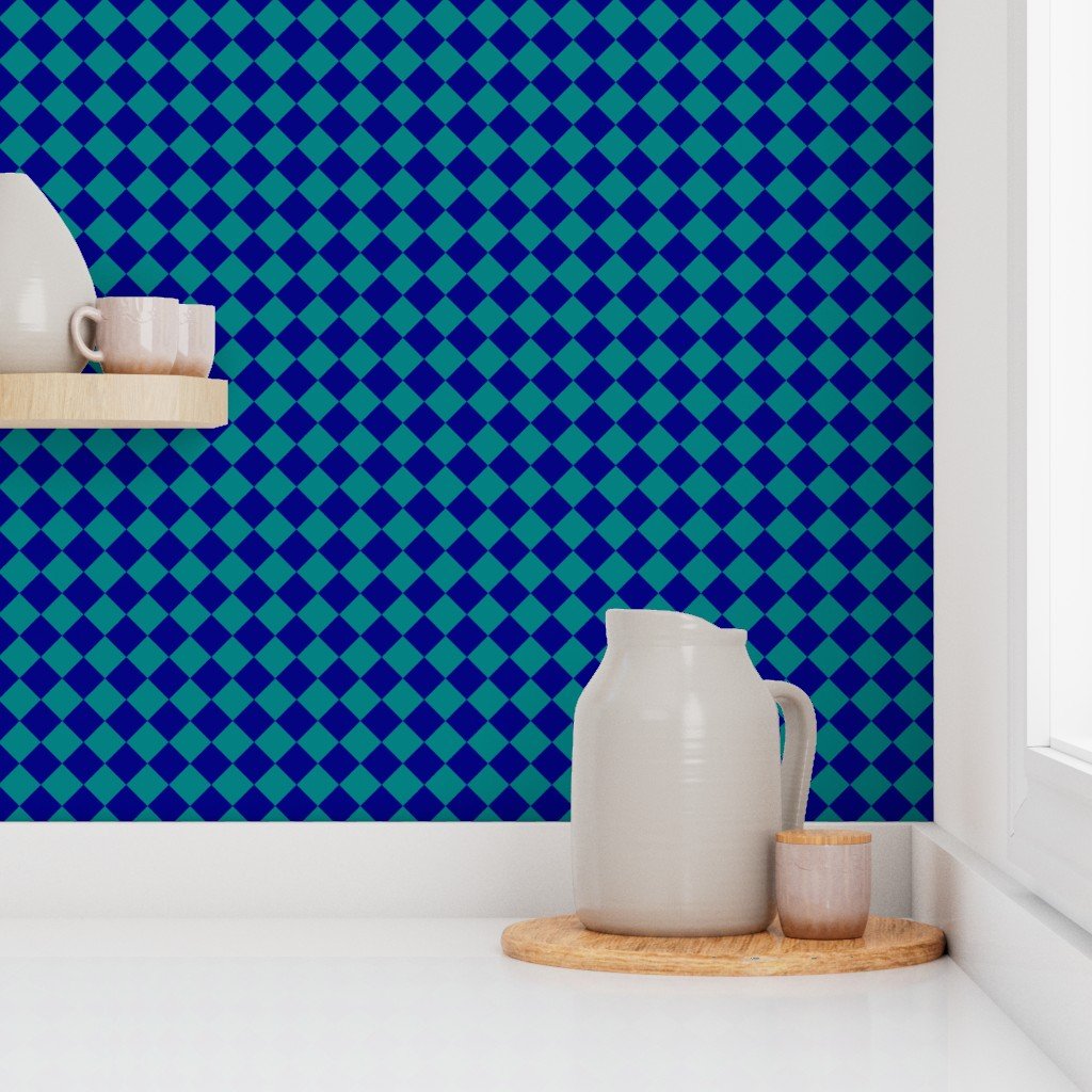 Classic Teal and Navy 1 Inch Diagonal Check Wallpaper diagonal check wallpaper