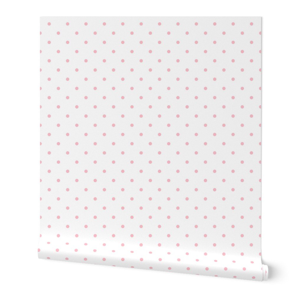 Pink Polkadots on White 2 Inch Spacing Wallpaper white polkadots wallpaper