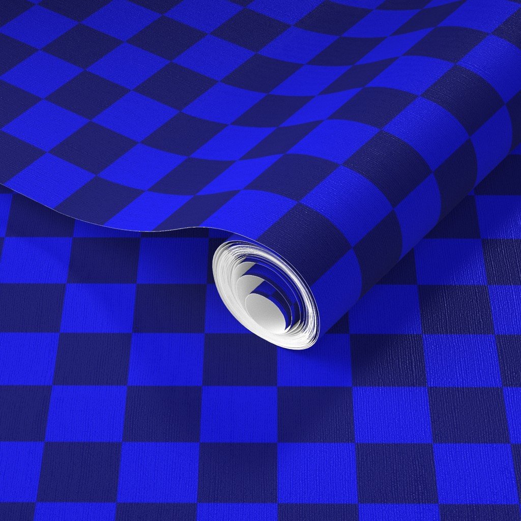 Blue and Navy 1 Inch Check Wallpaper navy check wallpaper