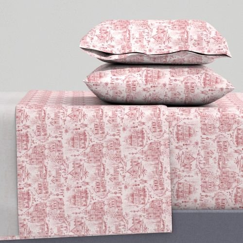 Victorian Christmas Village Toile Christmas Red Home Decor Collection Interior Collection snowy village sheet set design