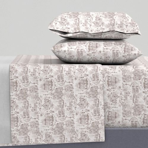 Victorian Christmas Village Toile Chocolate Brown Home Decor Collection Home Decor Collection snowy village sheet set design