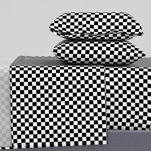 Black and White Checkerboard 3/4 inch-Check Interior Collection Interior Collection checked plaid sheet set design