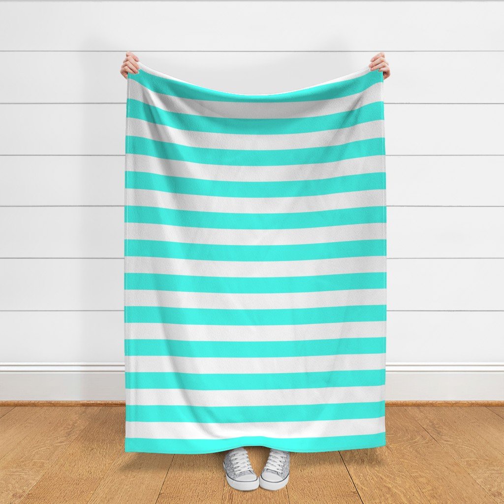 South Beach Art Deco Aqua Horizontal Tent Stripes Florida Colors of Fabric horizontal stripes fabric