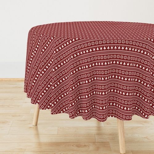 Dark Christmas Candy Apple Red Nordic Trees Stripe in White Home Styling Collection Design Collection christmas stripe tablecloth design