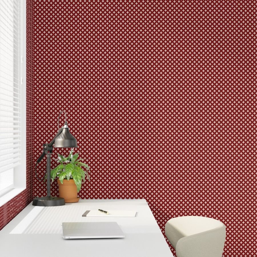 Dark Christmas Candy Apple Red with White Ball Ornaments Wallpaper christmas balls wallpaper
