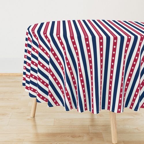 USA Flag Colors of Red White and Blue with Stars in Alternating 1 Inch Home Styling Collection Home Styling Collection flag colors tablecloth design
