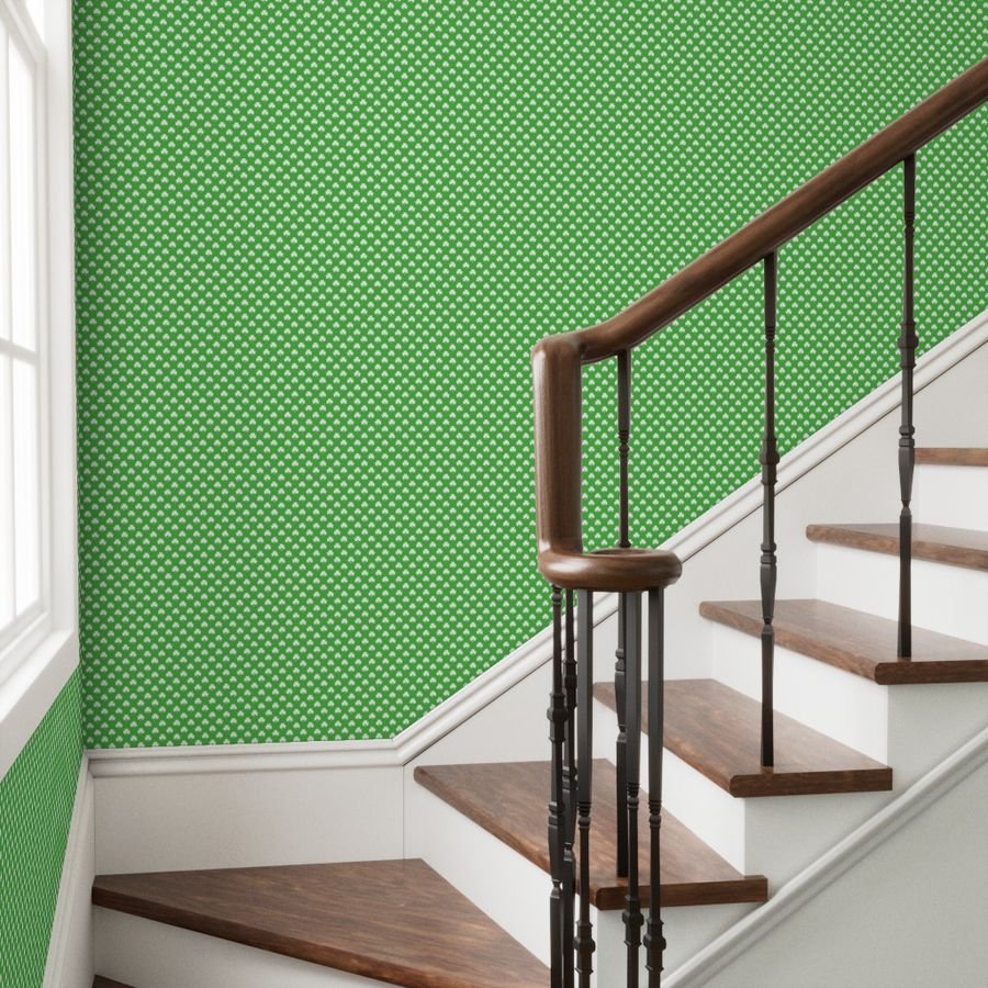 White Heart-Shaped Clover on Green St. Patricks Day Wallpaper luck of the irish wallpaper