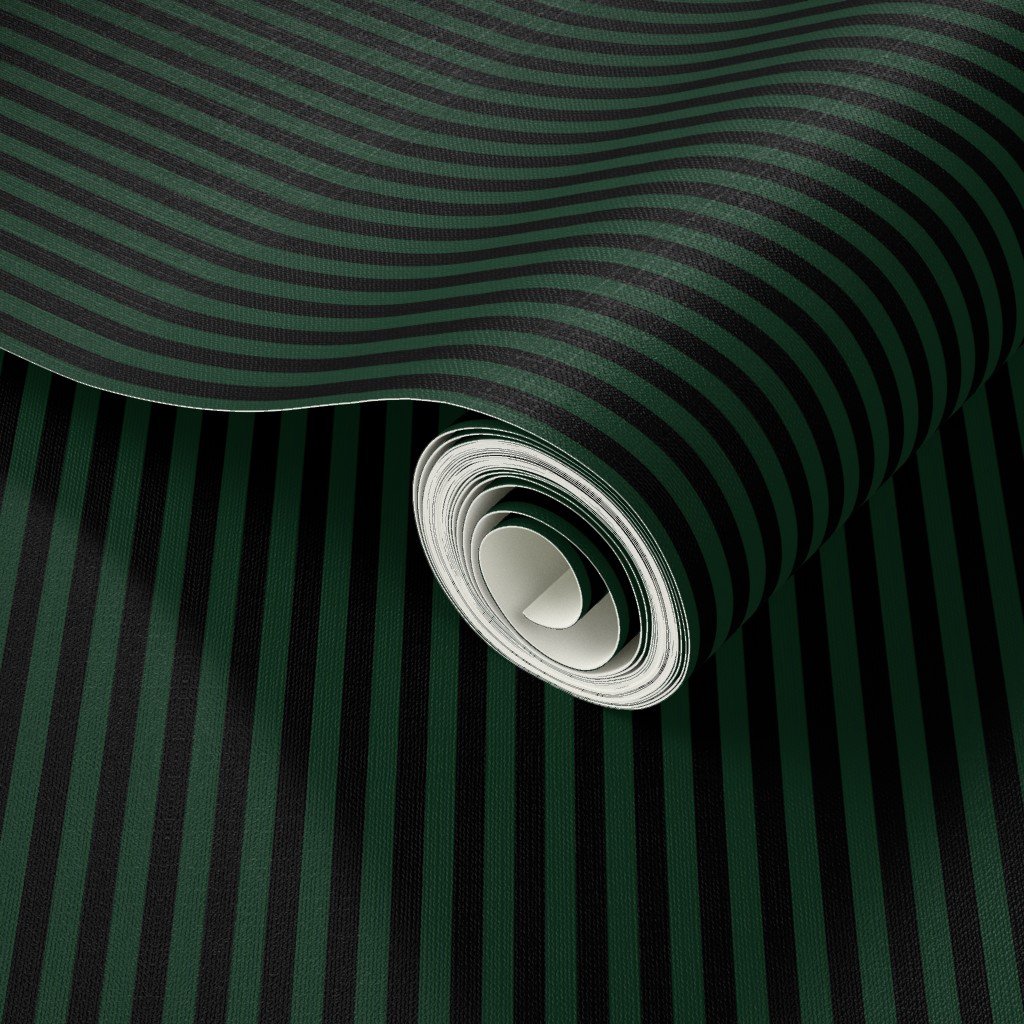 Micro Thin Halloween Stripes in Green and Black Wallpaper witches stripes wallpaper