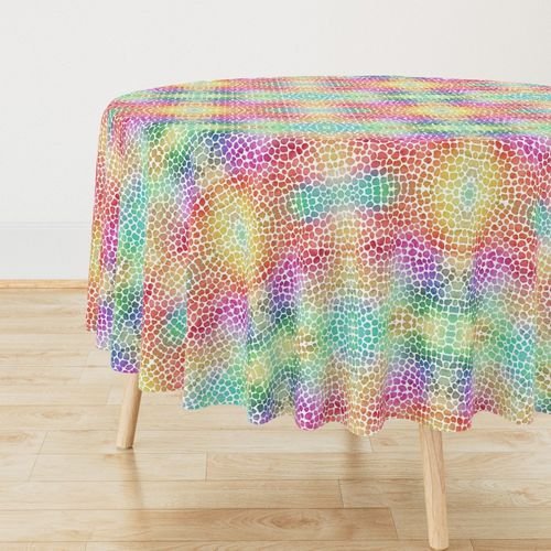 Rainbow Bright Pastel Mosaic Watercolor Spots in Mirror Repeat Decor Collection Home Styling Collection rainbow print tablecloth design