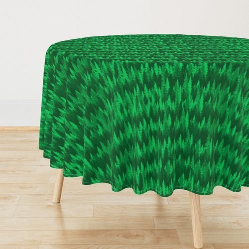 Endless Evergreen Forest with Fir Trees in Shades of Bright Green Home Styling Collection Home Decor Collection pine tree tablecloth design