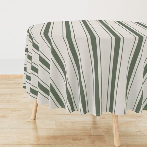 Leaf Green Antique Vintage Mattress Ticking Stripe on Cream Decor Collection Home Decor Collection mattress ticking tablecloth design