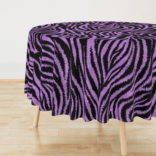 Textured Animal Striped Tiger Fur in Bold Purple Lavender and Black Design Collection Home Decor Collection zebra stripes tablecloth design