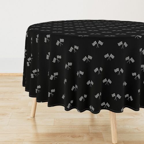 Small Black and White Classic Chequered Flags on Black Design Collection Design Collection first place tablecloth design