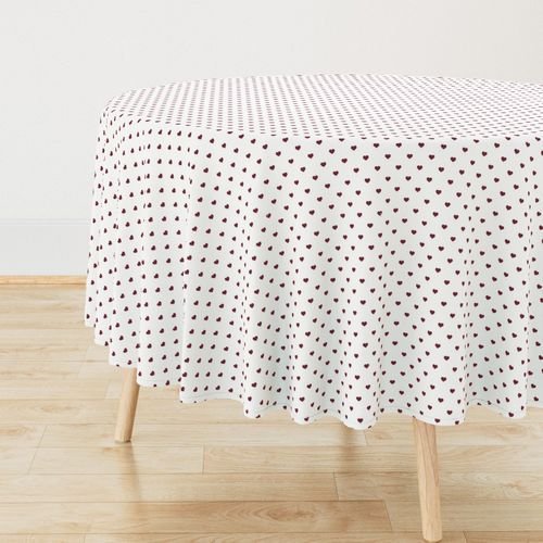 Mini Wine Color Valentines Polkadot Love Hearts on White Background Home Decor Collection Interior Collection wine and white tablecloth design