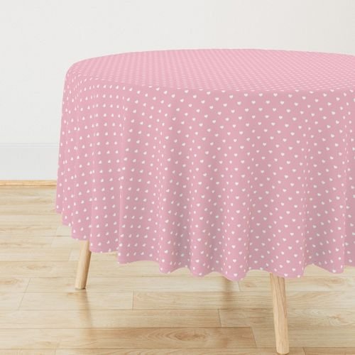 Mini White Valentines Polkadot Love Hearts on Cotton Candy Background Home Styling Collection Design Collection cotton candy white tablecloth design