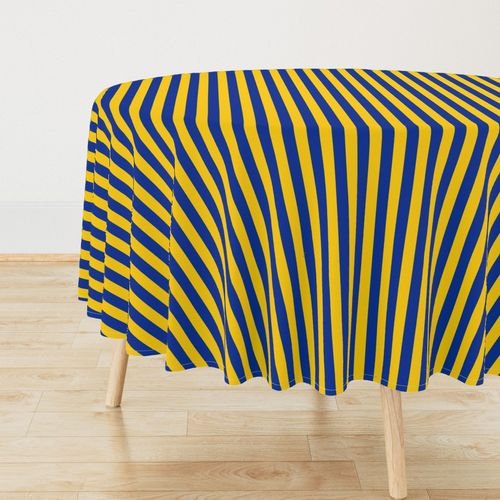 School Colors Vertical One Inch Stripe Blue and Gold Mairemont HS Interior Collection Home Styling Collection one inch stripes tablecloth design