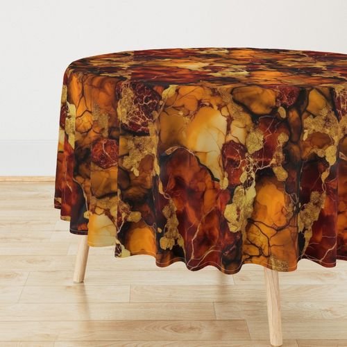 Amber and Gold Alcohol Ink 4 Interior Collection Home Styling Collection metallic swirls tablecloth design