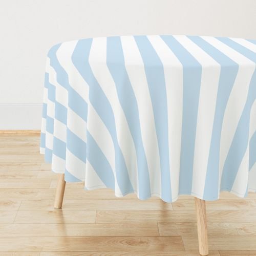 Merry Bright Pastel Blue and White Vertical 3 inch Big Top Circus Stripe Design Collection Decor Collection white stripes tablecloth design