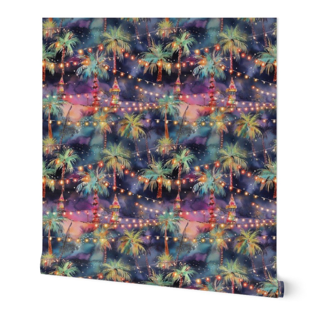 Florida Christmas Party Watercolor Wallpaper christmas lights wallpaper