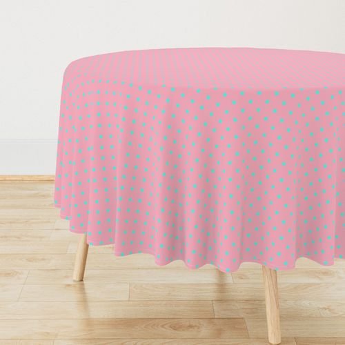 Small Polka Dots in South Beach Aqua Blue on Palm Beach Pink Interior Collection Home Decor Collection south beach tablecloth design