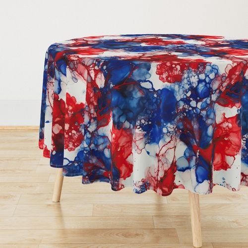 Red White and Blue Alcohol Ink American Patriotic Flag Colors Alcohol Ink Design Collection Home Styling Collection alcohol ink tablecloth design