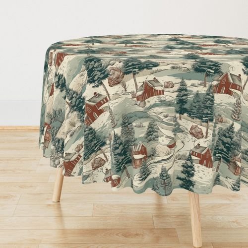 Small Montana Winter Cabins Montana with Evergreens Design Collection Home Decor Collection montana winter cabin tablecloth design