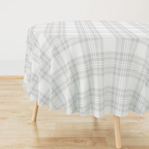 Cloud Grey Pale Airy Large Traditional Tartan Plaid Pattern Home Styling Collection Design Collection airy tablecloth design