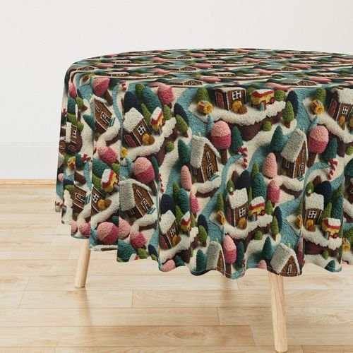Gingerbread Crocheted Christmas Candy Land Village Home Decor Collection Interior Collection cottage tablecloth design