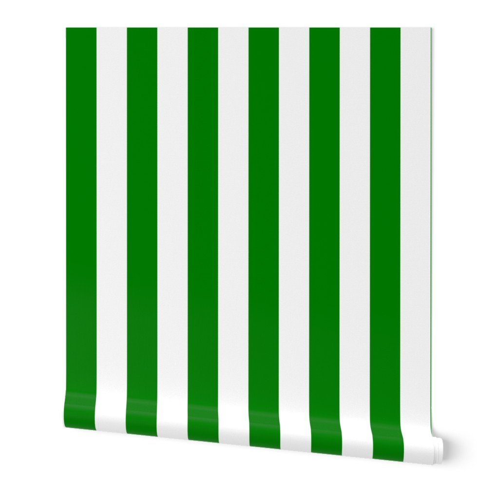 Classic Green and White 2 Inch Vertical Stripes Wallpaper vertical stripes wallpaper