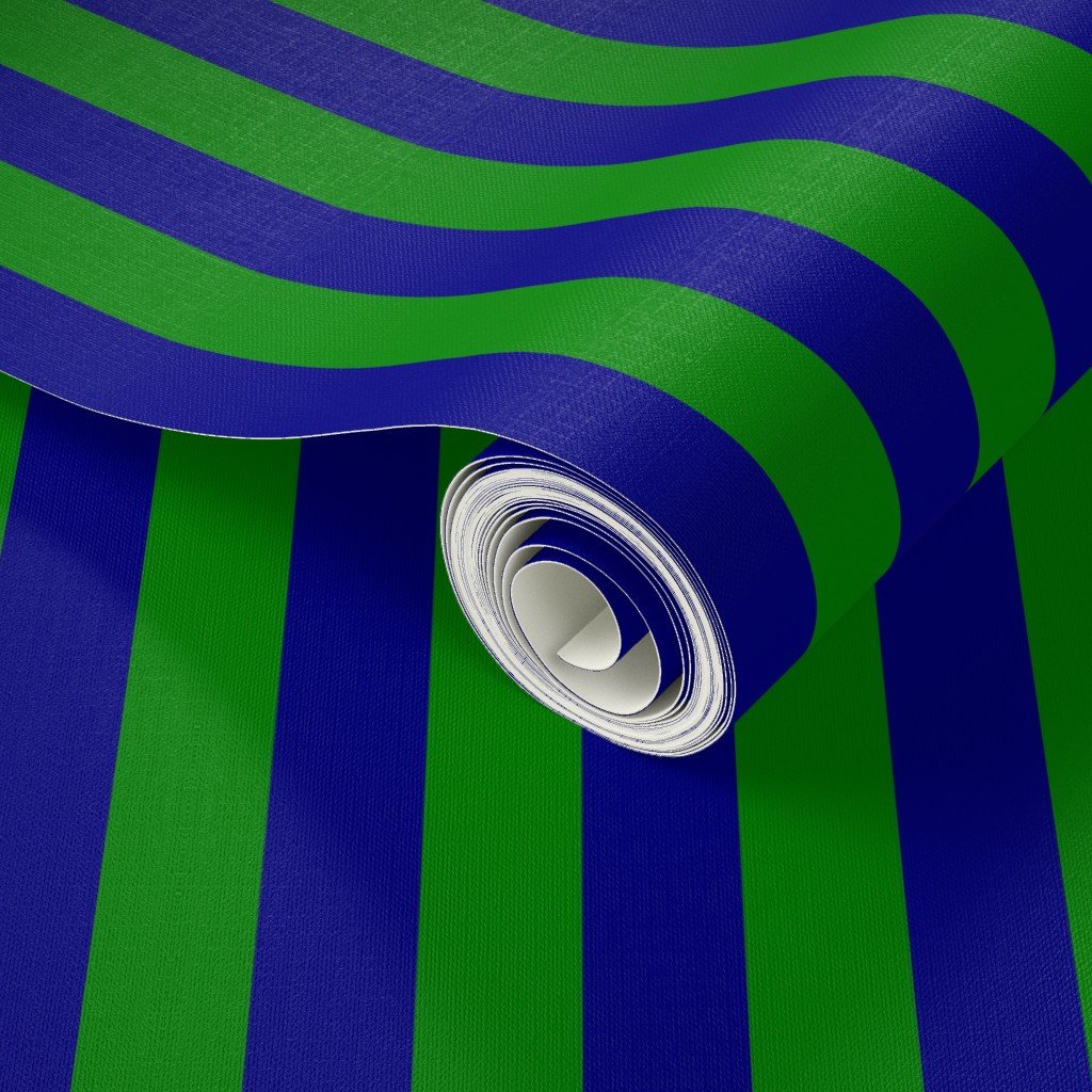 Classic Navy and Green Vertical Stripes Wallpaper vertical stripes wallpaper