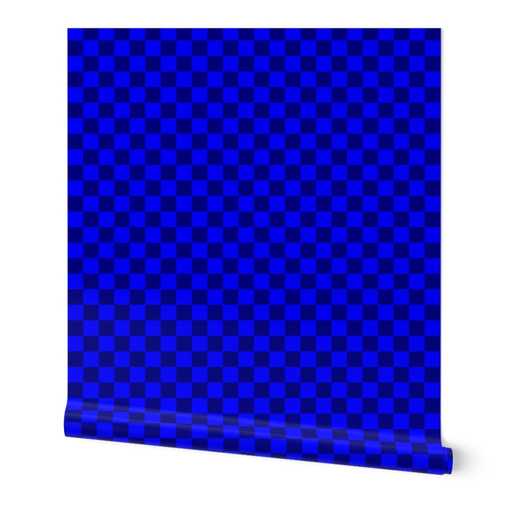 Blue and Navy 1 Inch Check Wallpaper navy geometric wallpaper