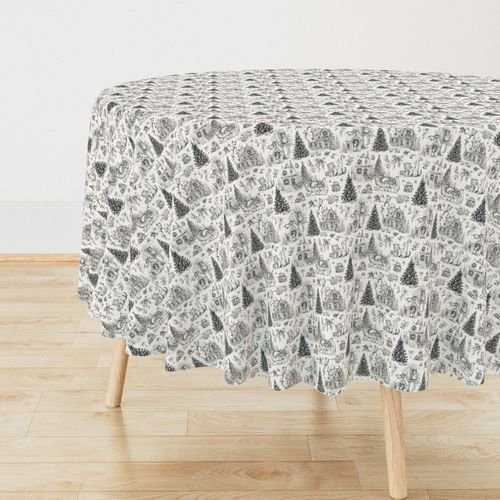 Christmas Cats Toile Black and White Home Styling Collection Home Styling Collection cat pattern tablecloth design