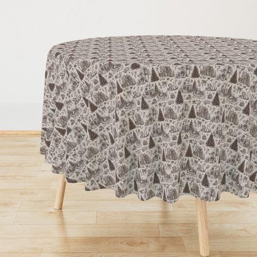Christmas Cats Toile Chocolate Brown Home Styling Collection Decor Collection brown toile tablecloth design