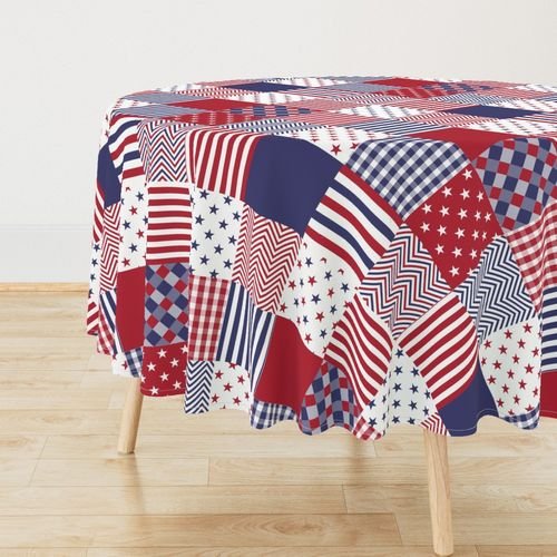 USA Americana Patchwork Red White & Blue Quilt Patterns Decor Collection Interior Collection usa flag quilt tablecloth design
