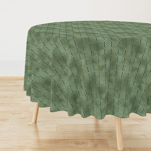 Teal and Faux Gold Foil Vintage Art Deco Greek Key Pattern Interior Collection Interior Collection gold foil tablecloth design