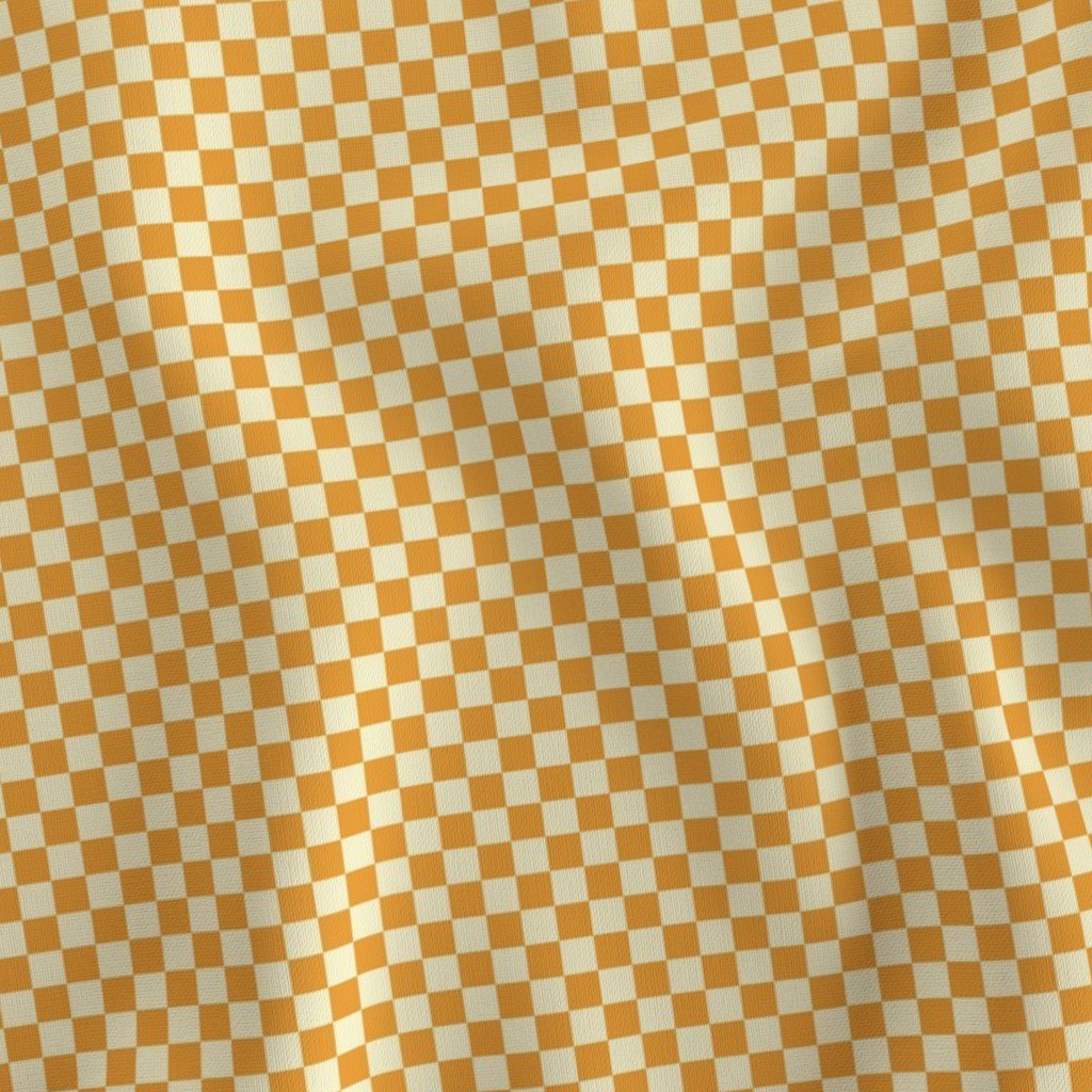 Harvest Gold and Cream Checkerboard Squares Fabric checked squares fabric