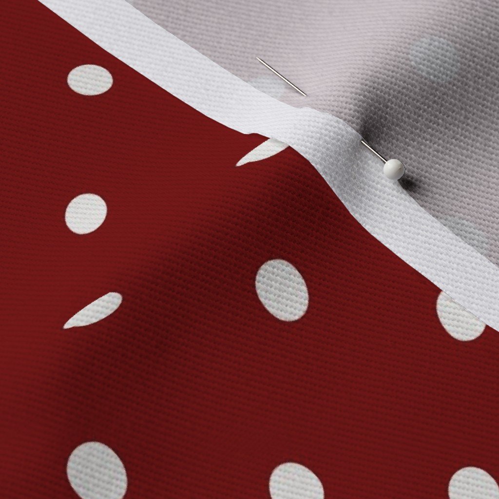 Large White Polka Dots On Dark Christmas Candy Apple Red Fabric red dots fabric
