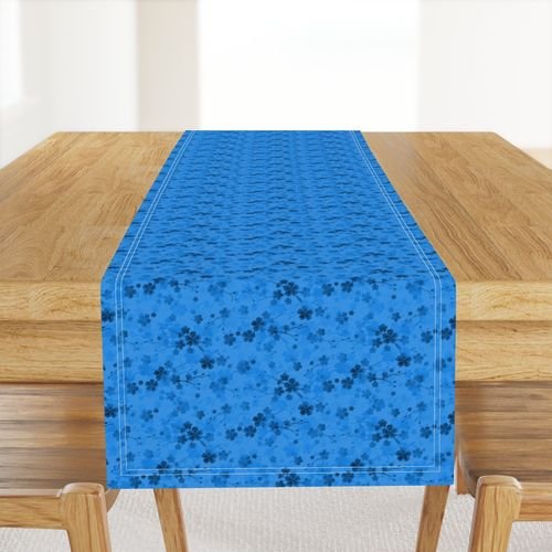 Classic Blue Pastel Watercolor Cherry Blossom Flowers and Vines Home Styling Collection Interior Collection flowers vines table runner design