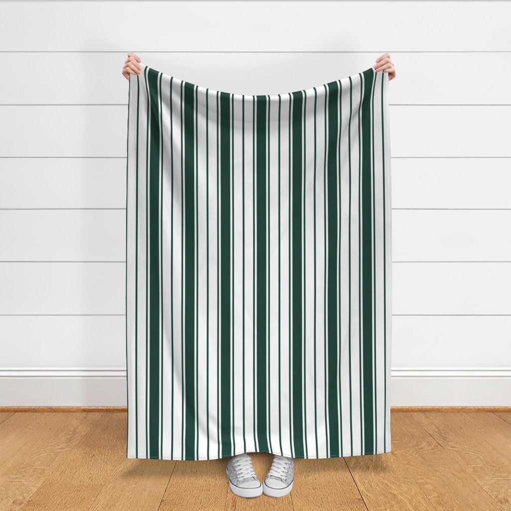 Cypress Green and White Vertical French Stripe Fabric cypress green fabric