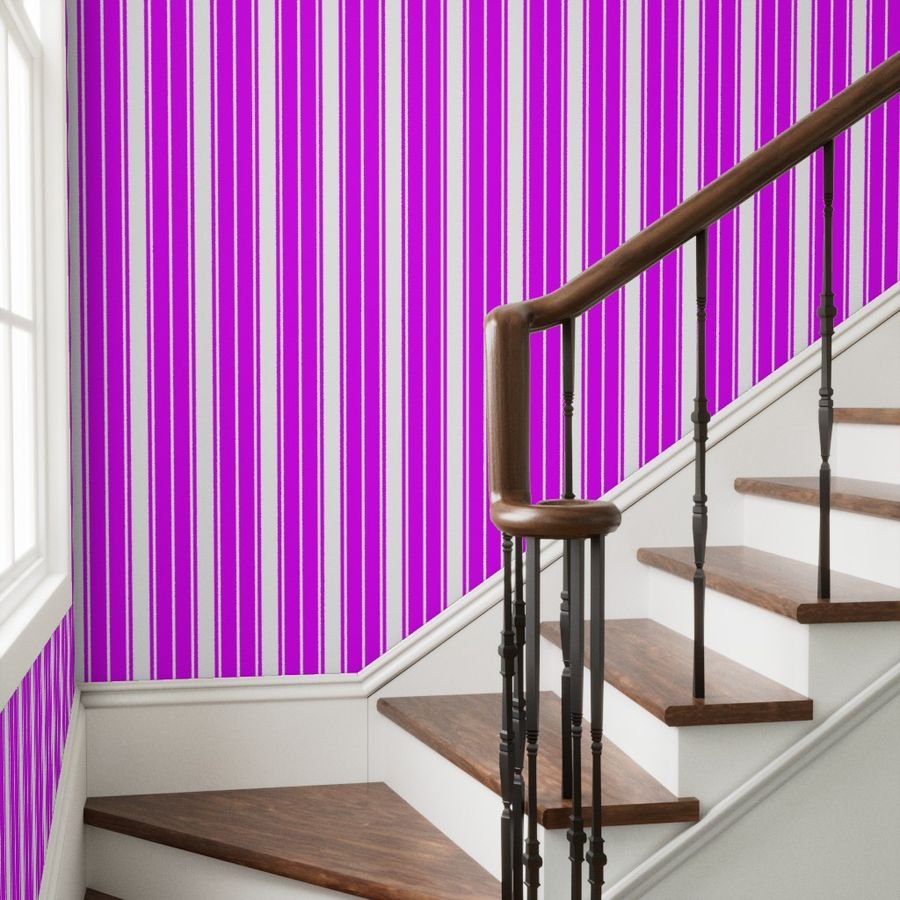 Orlando Orchid and White Vertical French Stripe Wallpaper orlando orchid wallpaper