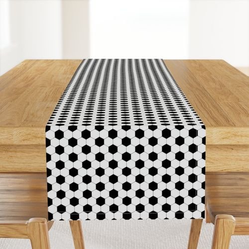Mini Classic Soccer Football Hexagonal Black and White Seamless Print Design Collection Home Decor Collection soccer print table runner design