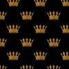 Midnight Black Faux Metallic Gold Crowns