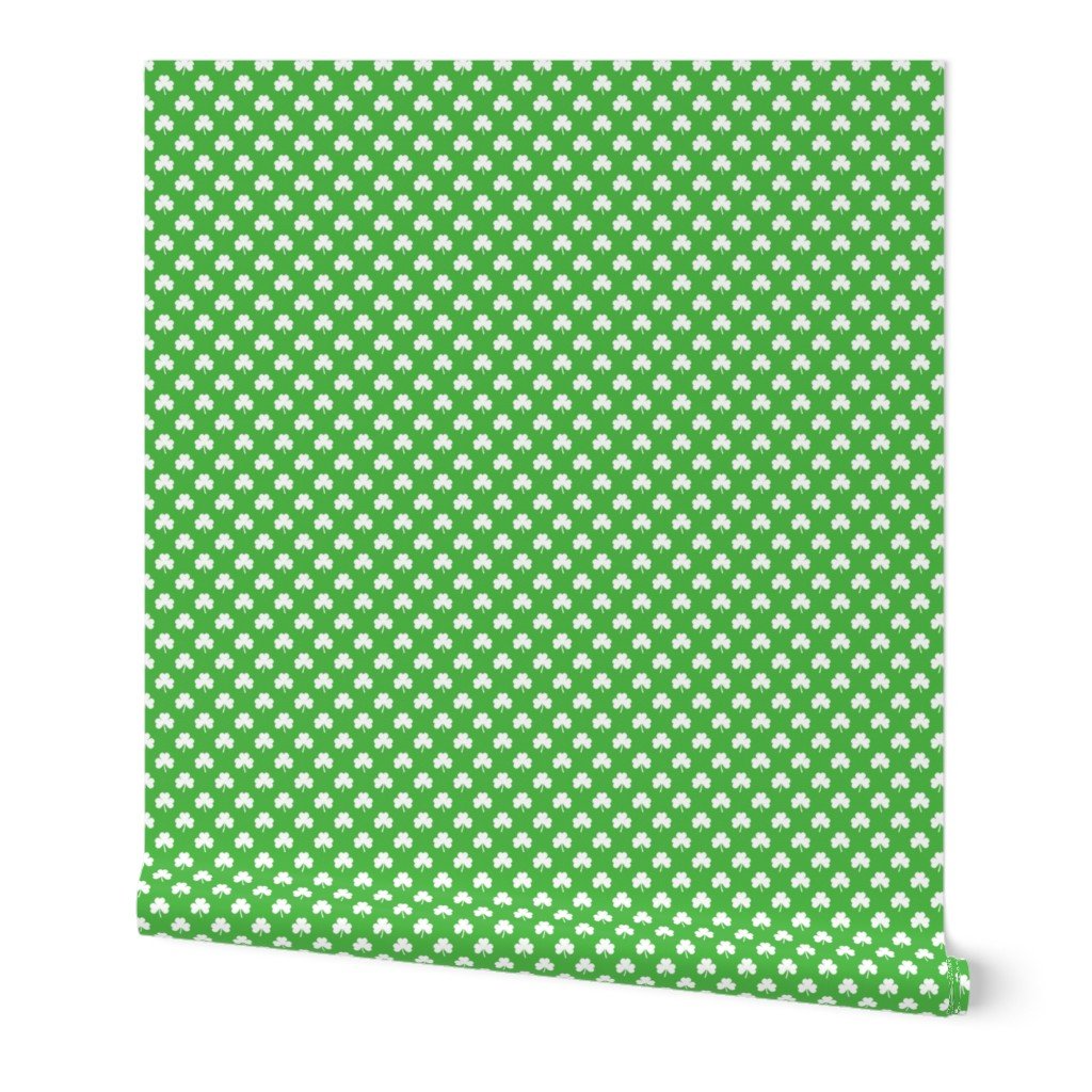 White Heart-Shaped Clover on Green St. Patricks Day Wallpaper paddys day wallpaper