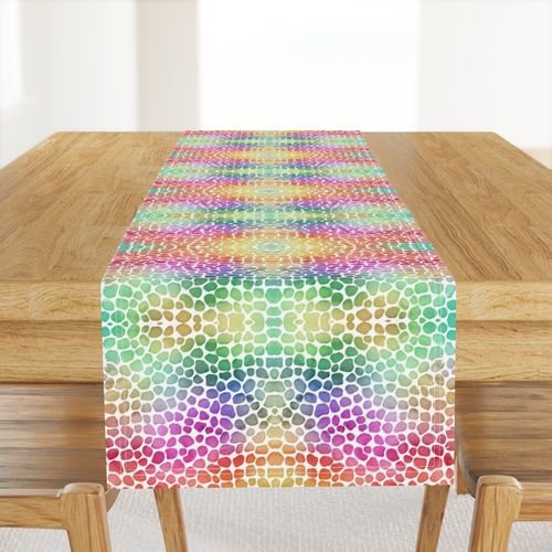 Rainbow Bright Pastel Mosaic Watercolor Spots in Mirror Repeat Decor Collection Home Styling Collection rainbow repeat table runner design